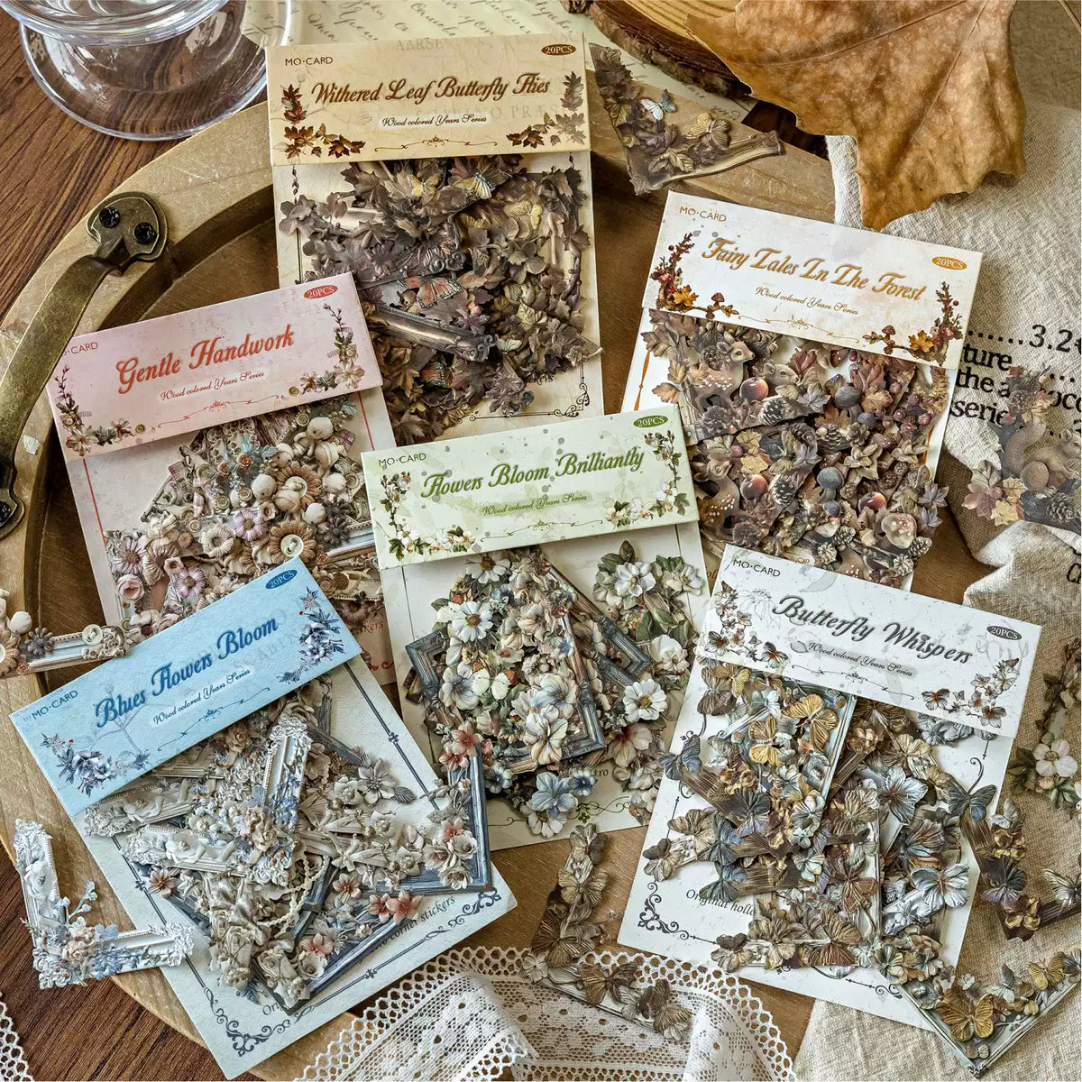 Virexoo™ Classical Years Die-Cut Embossed Collage Cards — Vintage Botanical Ephemera, Scrapbook Frames & Journaling Decorations