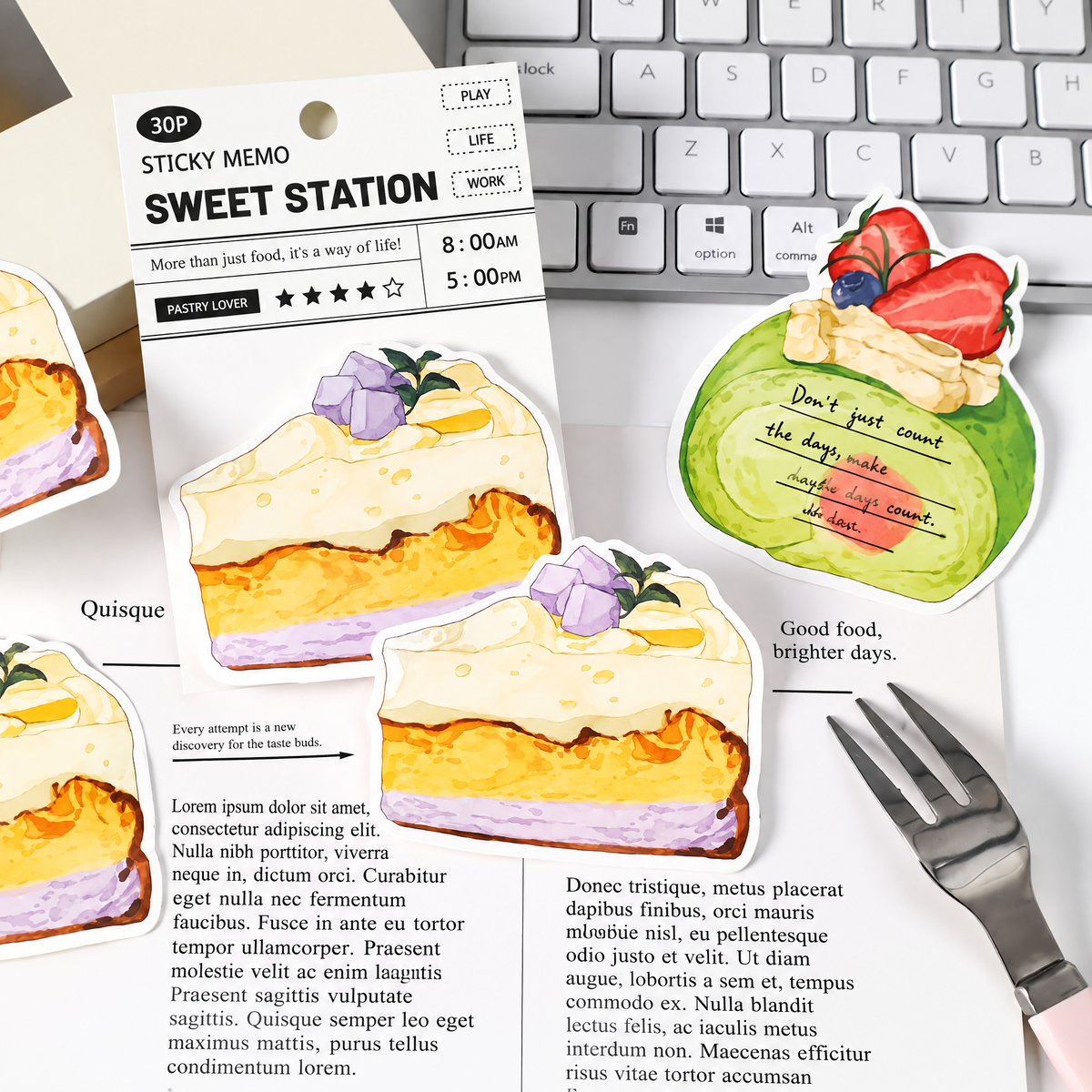 Virexoo™ Sweet Station Dessert Memo Notes — Cake Sticky Notes, Kawaii Journaling Paper & Scrapbook Planner Notes