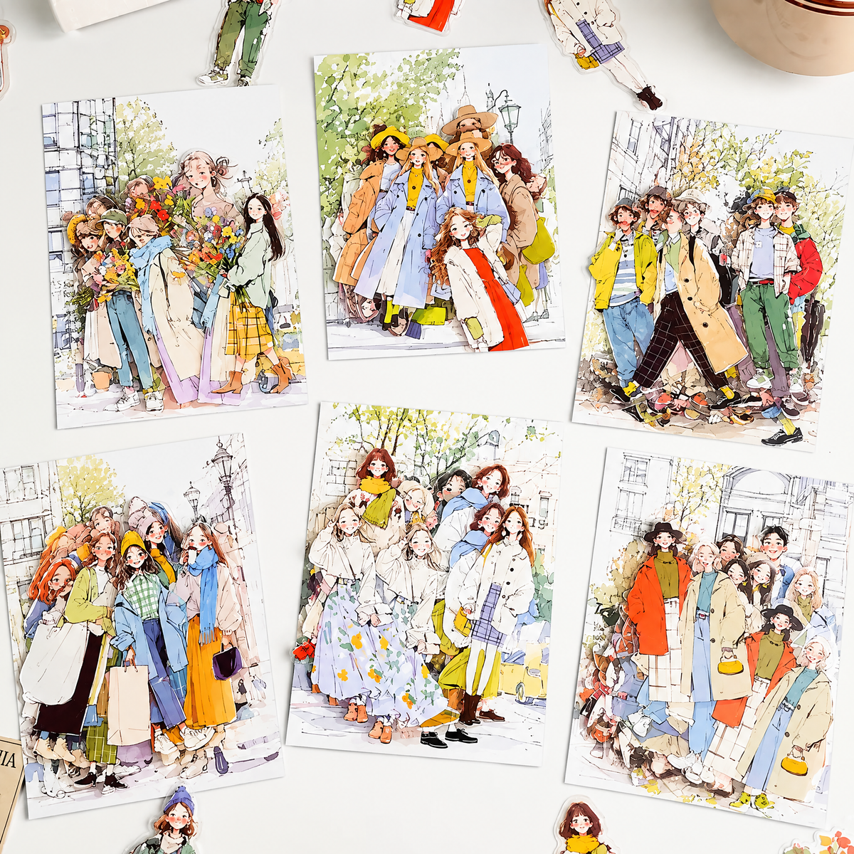 Virexoo™ Style Archive Fashion PET Stickers — Outfit Illustration Stickers, Aesthetic Journaling & Scrapbook Collage Supplies