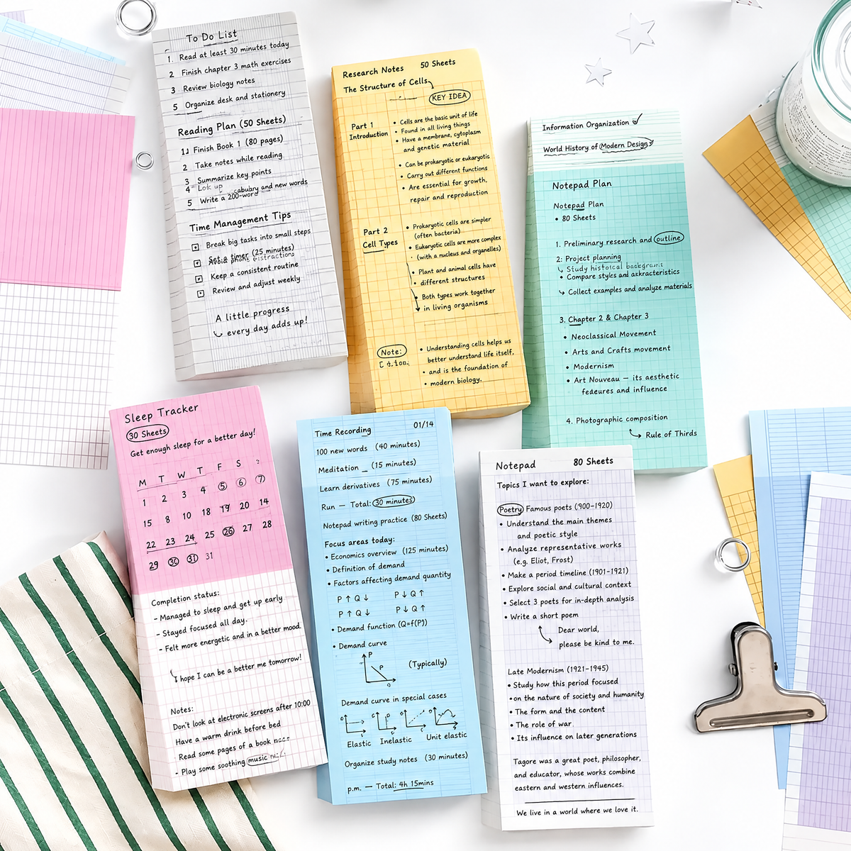 Virexoo™ Life in Progress Writable Memo Book — Planner Note Pad, To-Do List Paper & Study Journaling Supplies