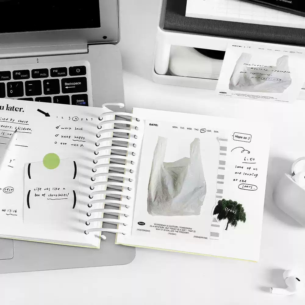 Virexoo™ Happy Magazine Aesthetic Memo Notes — Minimal Sticky Notes, Collage Journaling & Scrapbook Planner Accessories