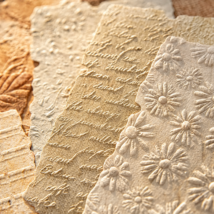 Virexoo™ Paper & Light Embossed Journaling Paper — Textured Vintage Paper, Floral Scrapbook Sheets & Collage Supplies